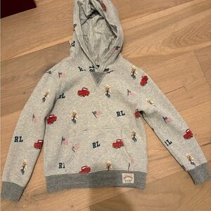 Ralph Lauren Gray Kids Hoodie with Red and Blue Americana Motif